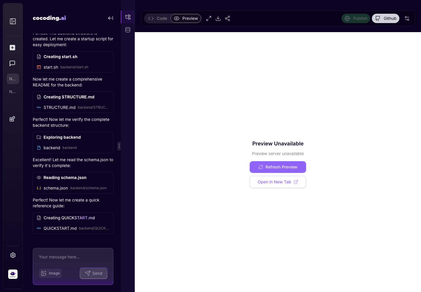 Cocoding AI assistant workspace with chat and editor panels