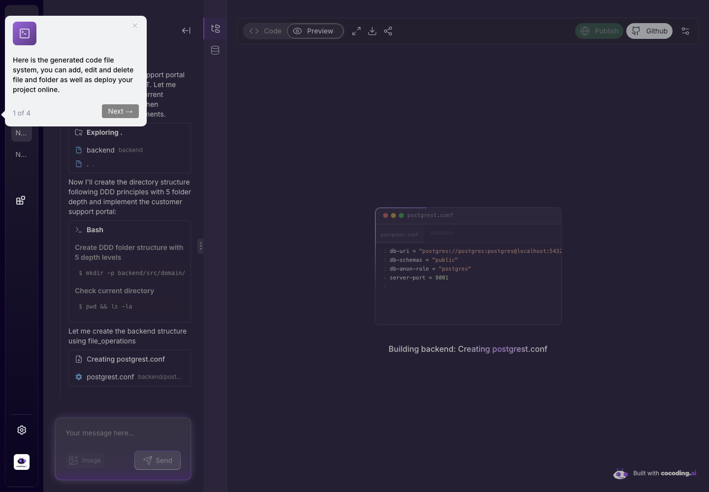 Cocoding AI publish and preview controls